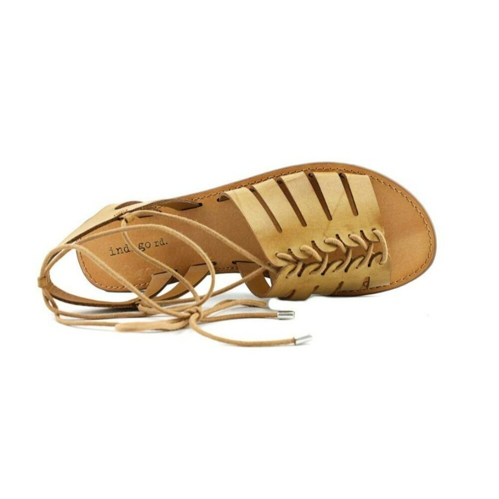 Indigo Rd. Light‎ Natural Tan Gladiator Leather Lace up Sandals Size 6.5